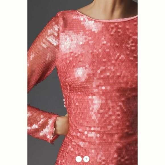 By Anthropologie Sequin Drape-Back Mini Dress - Picture 4 of 8